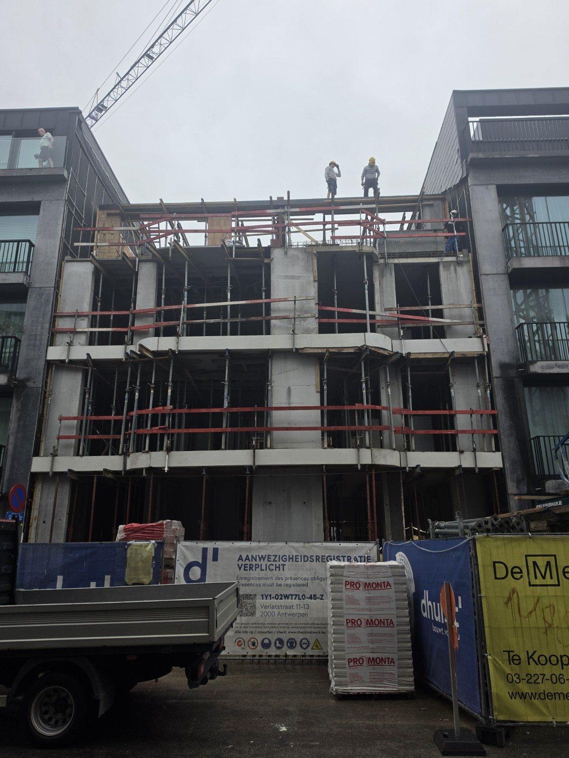 Verlatstraat 11–13 · façade avant, état préparatoire.